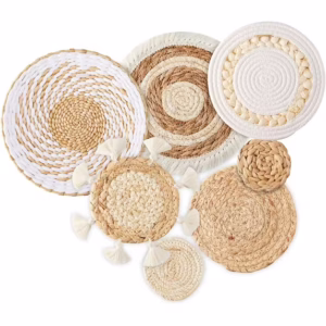7 Pack Boho Wall Decor, Rattan Wicker Home Decor Boho Wall Art Set